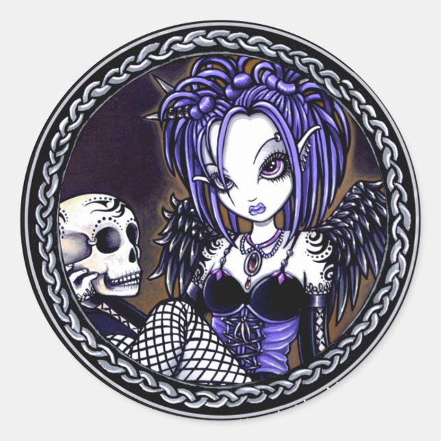 Gabriella Blue Skull Gothic Angel Stickers (Front)