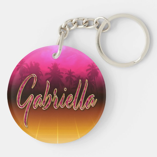 Gabriella first name pink keychain (Back)