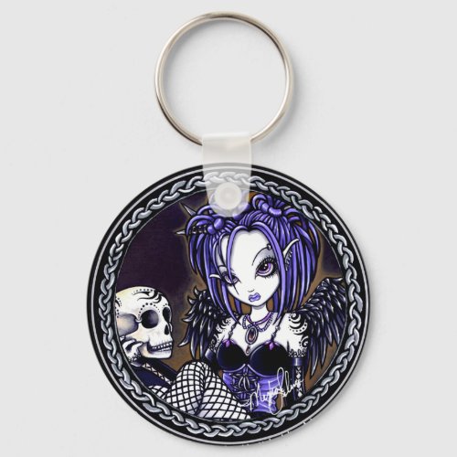 Gabriella Gothic Blue Skull Angel Keychain