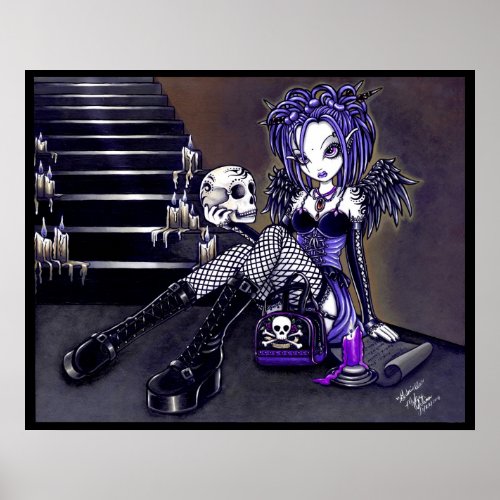 Gabriella Gothic Blue Skull Angel Poster