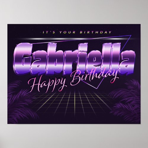 Gabriella Name First name retro Poster Birthday