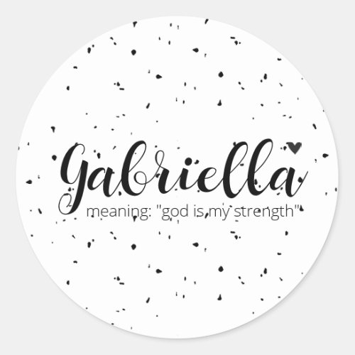 GABRIELLA Name Meaning Minimal Modern Black Girls Classic Round Sticker