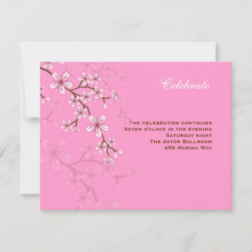 Gabriella Pink Blossoms Bat Mitzvah Reception Custom Invitations