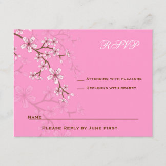 Gabriella Pink Blossoms Bat Mitzvah RSVP Card