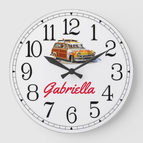 Gabriellas Surfer Girl Woody Large Clock