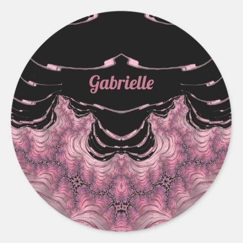 GABRIELLE  Black and Pink  Classic Round Sticker