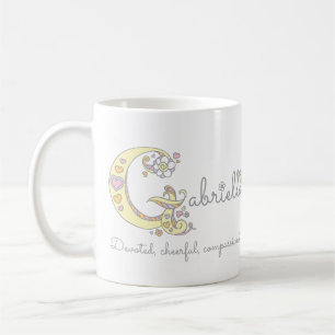 Gabrielle letter G name meaning monogram mug
