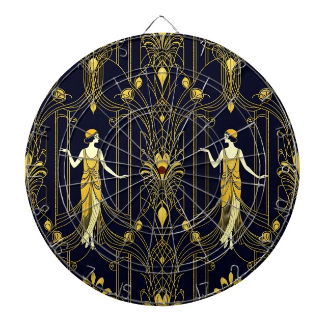 Gabsy gold and black decorative pattern dart board (Front)