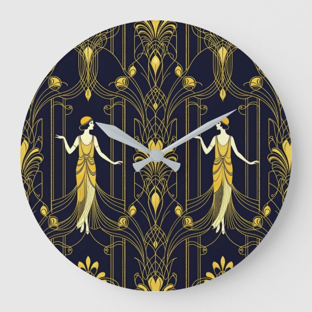 Gabsy gold and black decorative pattern large clock (Front)