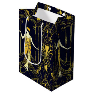 Gabsy gold and black decorative pattern medium gift bag
