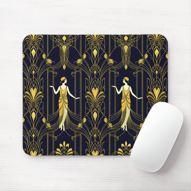 Gabsy gold and black decorative pattern mouse pad (With Mouse)