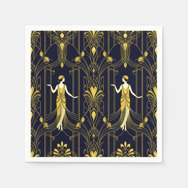 Gabsy gold and black decorative pattern napkins (Front)