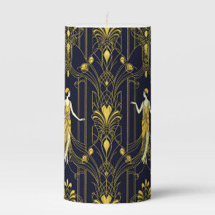 Gabsy gold and black decorative pattern pillar candle