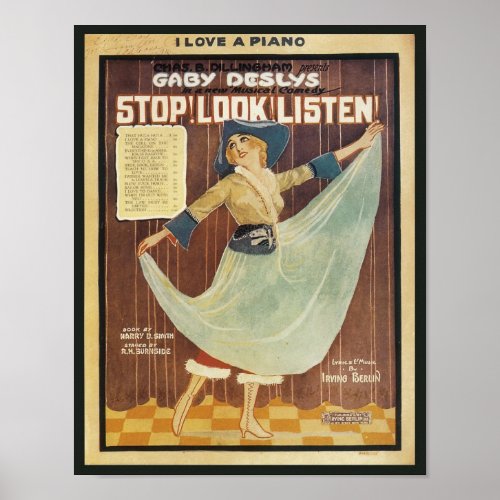 Gaby Deslys Stop Look Listen Vintage Songbook C Poster