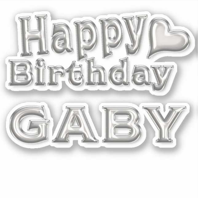 Gaby Happy Birthday silver Sticker (Front)