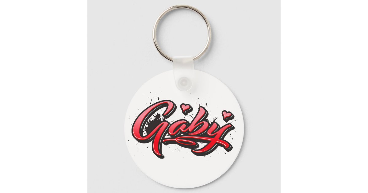 Gaby red Heart Keychain Zazzle Graffiti | Schlüsselanhänger