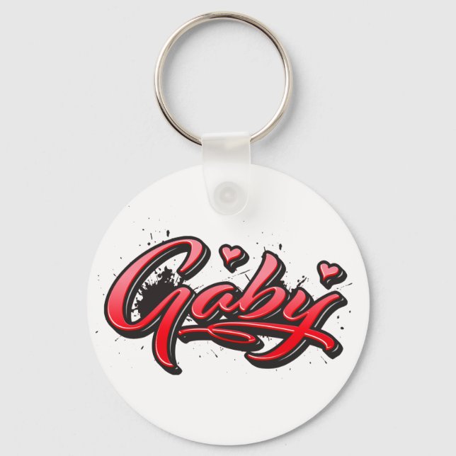 Gaby red Heart Graffiti Schlüsselanhänger Keychain (Front)