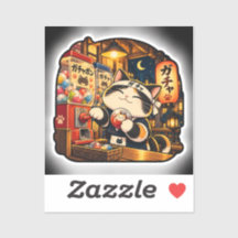Gachapon Cat Sticker | Japanese Capsule Toy Art