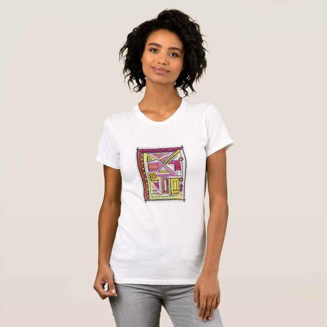 Gadgetry Six-Whimsical Hand Painted Abstract Art T-Shirt (Front Full)
