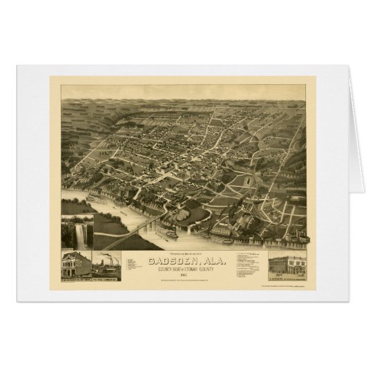 Gadsden, AL Panoramic Map - 1887 Cards (Front Horizontal)
