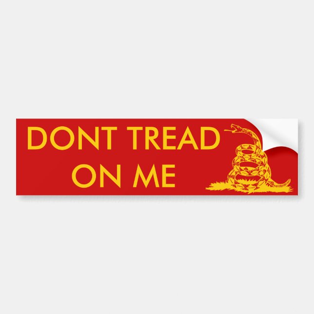 Gadsden_flag 11in Bumper2 Yellow on Red Bumper Sticker (Front)