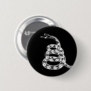 Gadsden Flag Don't Tread on Me Black and White Button