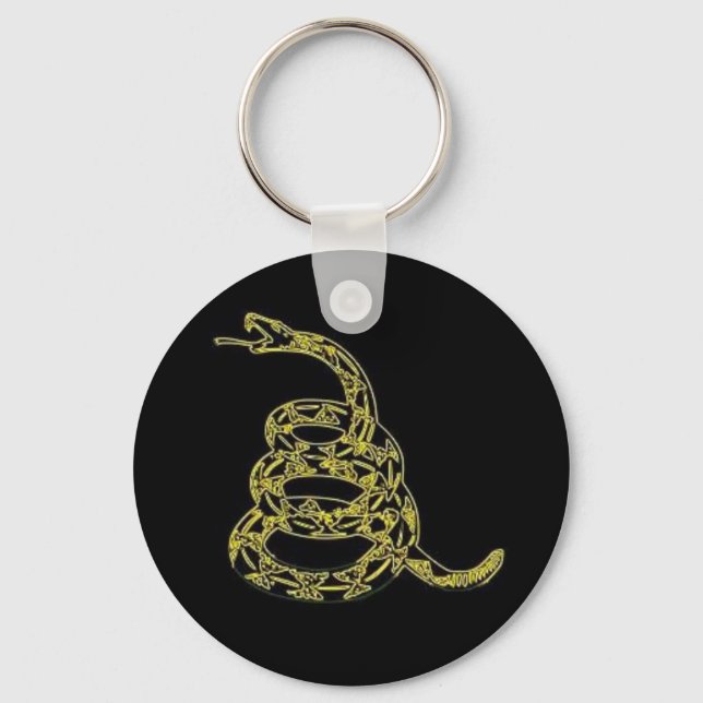 Gadsden Flag, Dont Tread On Me, Black Keychain (Front)