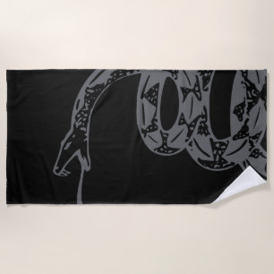 Gadsden Flag Don't Tread on Me Gray Beach Towel