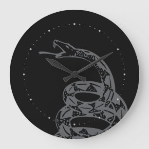 Gadsden Flag Don't Tread on Me Gray Large Clock