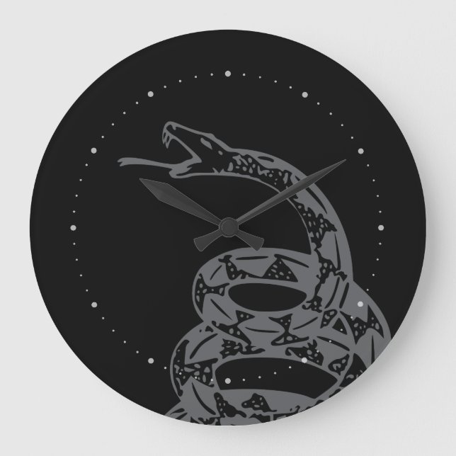 Gadsden Flag Don't Tread on Me Gray Large Clock (Front)
