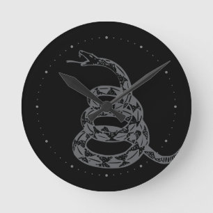 Gadsden Flag Don't Tread on Me Gray Round Clock
