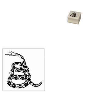 Gadsden Flag Don't Tread on Me Gray Rubber Stamp