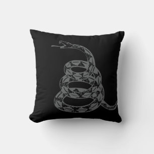 Gadsden Flag Don't Tread on Me Gray Throw Pillow