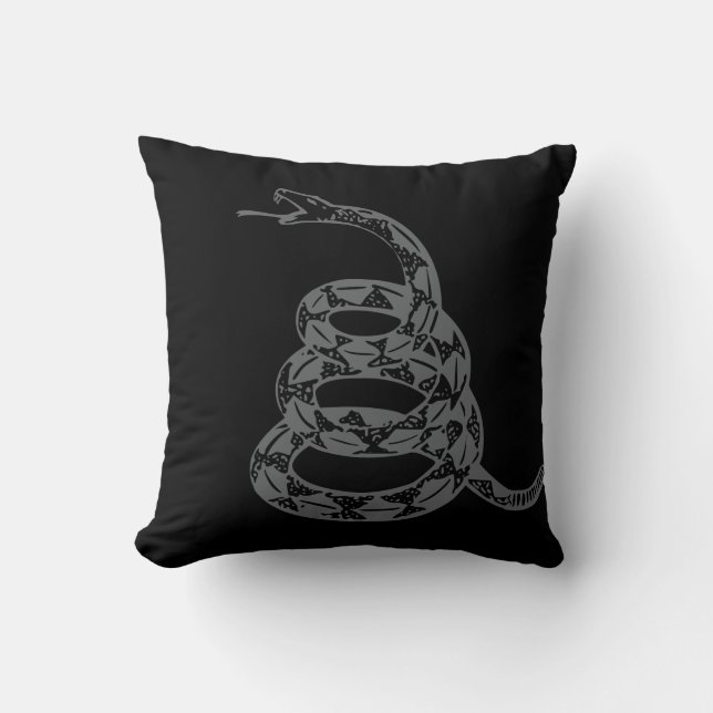 Gadsden Flag Don't Tread on Me Gray Throw Pillow (Front)
