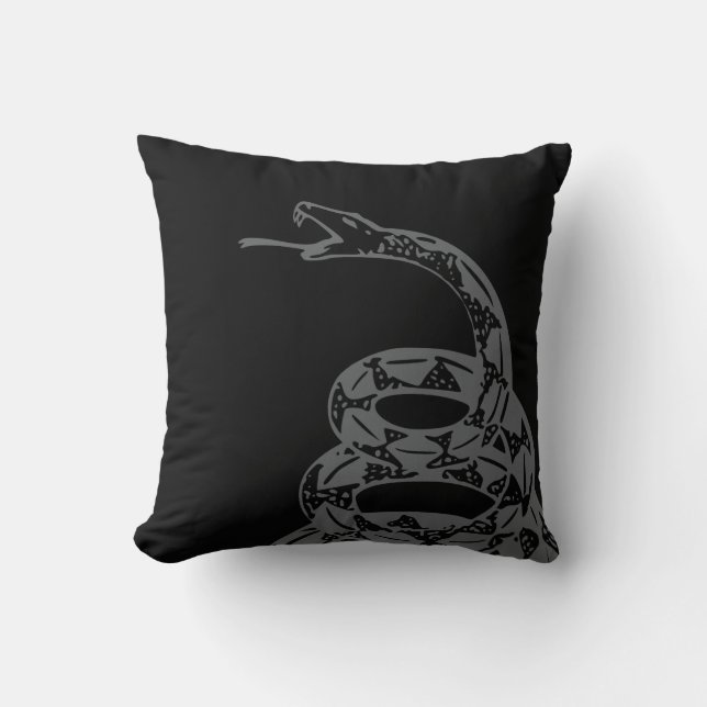 Gadsden Flag Don't Tread on Me Gray Throw Pillow (Front)