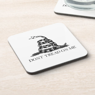 Gadsden Flag Don't Tread on Me Libertarian Yellow Beverage Coaster