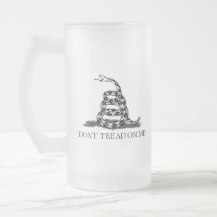 Gadsden Flag Don't Tread on Me Libertarian Yellow Frosted Glass Beer Mug
