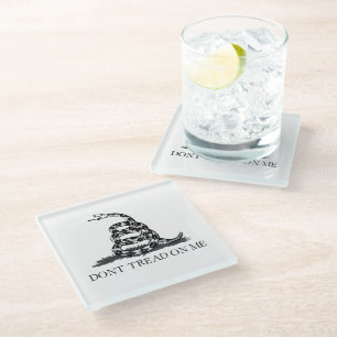 Gadsden Flag Don't Tread on Me Libertarian Yellow Glass Coaster