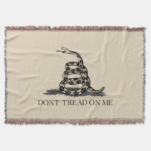 Gadsden Flag Don't Tread on Me Libertarian Yellow Throw Blanket