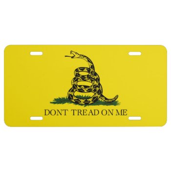 Gadsden Flag Don't Tread On Me License Plate by StargazerDesigns at Zazzle