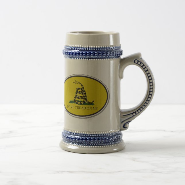 Gadsden Flag Dont Tread On Me Oval Design Beer Stein (Right)