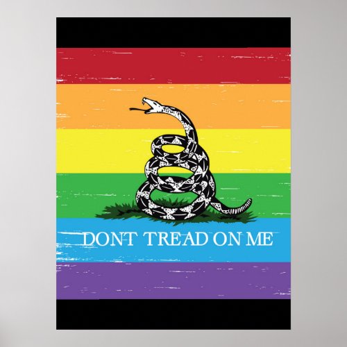 Gadsden flag LGBT Dont tread on me rainbow grunge Poster