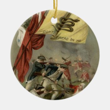 Gadsden Flag Revolutionary War Bunker Hill Ceramic Ornament by kinhinputainwelte at Zazzle