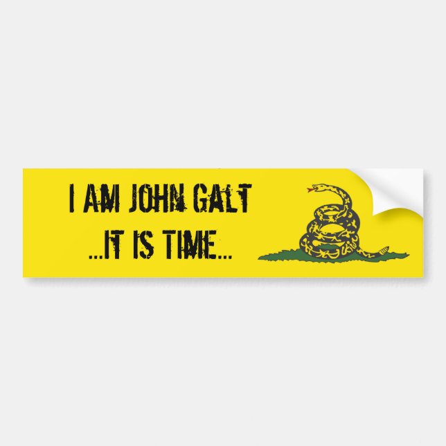Gadsden John Galt It is Time Bumper Sticker (Front)