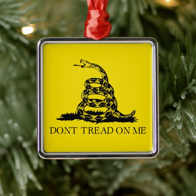 Gadsden Rattlesnake Flag: Revolutionary War 1776 Metal Ornament (Tree)