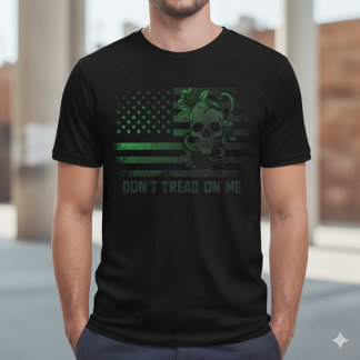 Gadsden Skull & Snake Graphic Distressed T-Shirt