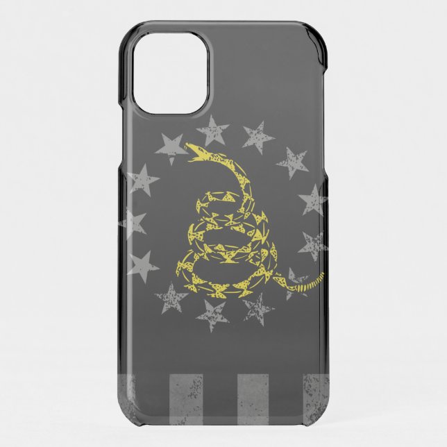 GADSDEN SNAKE AMERICAN FLAG  UNCOMMON iPhone CASE (Back)