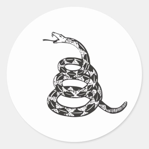 Gadsden Snake _ Black Classic Round Sticker