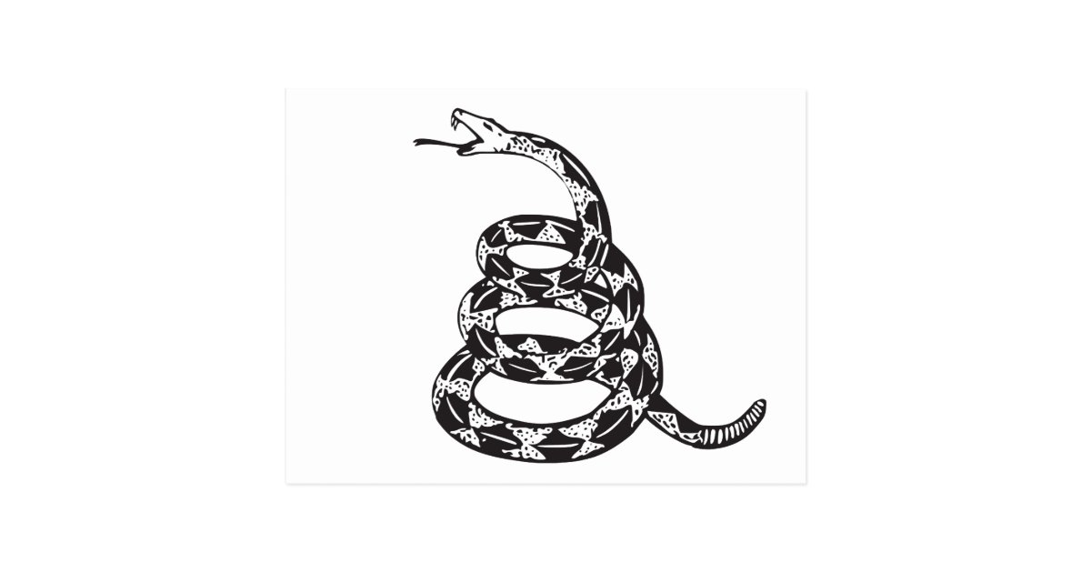 Download Gadsden Snake - Black Postcard | Zazzle.com