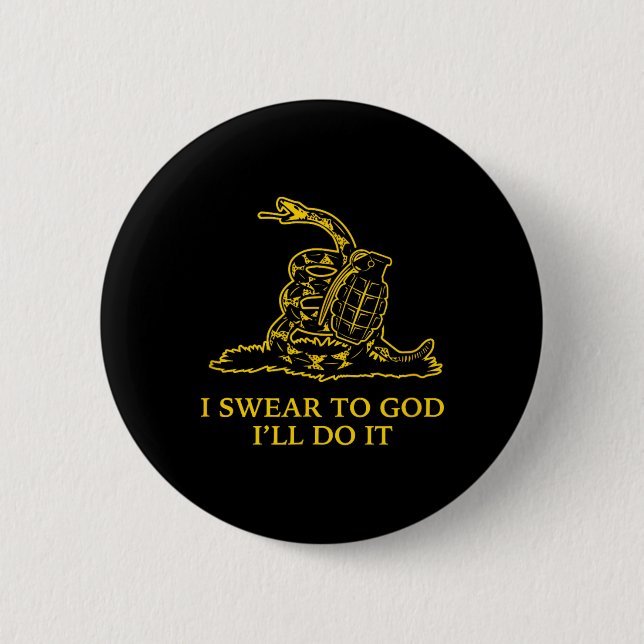 Gadsden Snek Snake Flag Don't Tread Parody Grenade Button (Front)